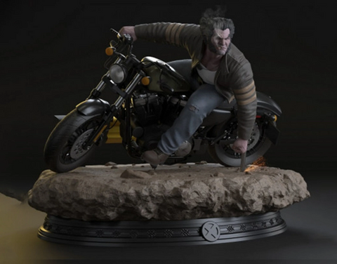 Wolverine Logan on Bike 3D Print - STL file