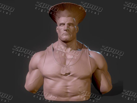 Guile from Streetfighter bust 3D Print - STL file