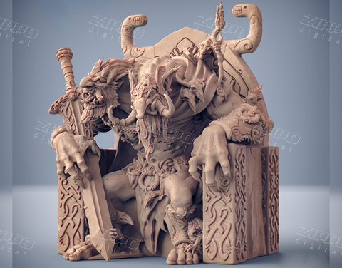 Trollking Drungvandel on his Throne 3D Print - STL file
