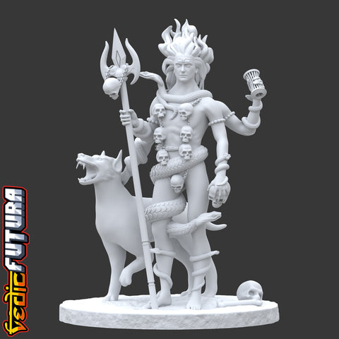 Bhairava,Guardian of Eight Directions of the Universe, With His Dog Shvan