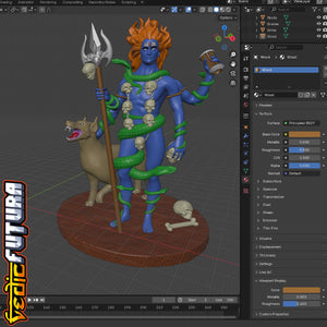 Bhairava,Guardian of Eight Directions of the Universe, With His Dog Shvan