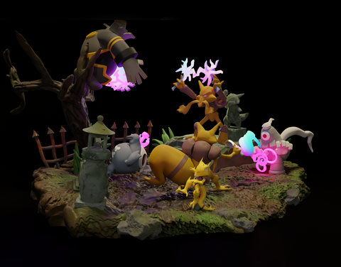 Pokemon Battle Diorama Ghost vs Psychic 3D Print - STL file