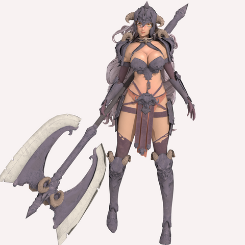 Axe Warrior Female 3d model 3D Print - STL file