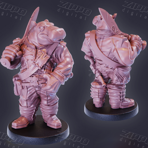 Gear Town Hippo Soldier 3D Print - STL file