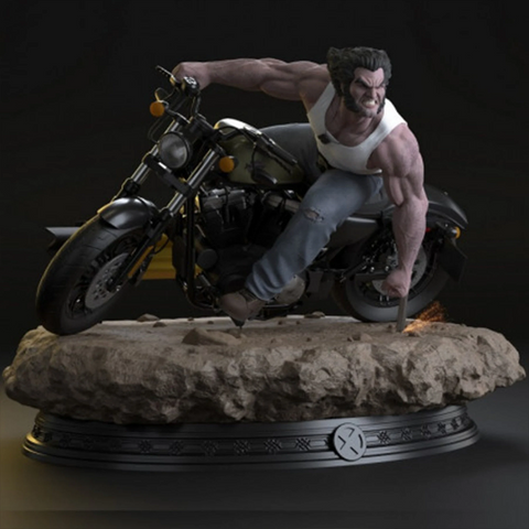 Wolverine Logan on Bike 3D Print - STL file