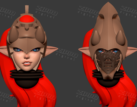 Space Elf Heads Helmets 3D Print - STL file