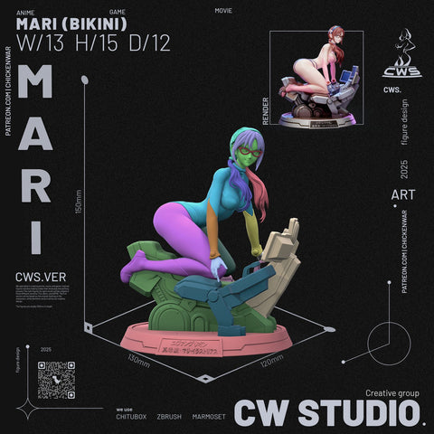 CW Studio - Evangelion - Mari Makinami 3D Print - STL file - 3D Print STL File for Resin Printer