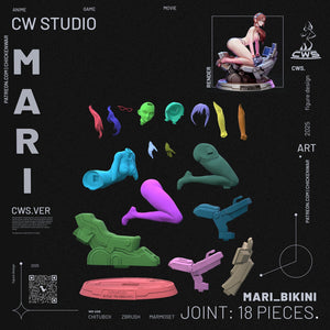 CW Studio - Evangelion - Mari Makinami 3D Print - STL file - 3D Print STL File for Resin Printer