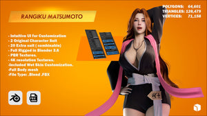 Rangiku Matsumoto - Bleach Game Ready - Low Poly Low-poly 3D model